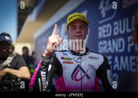 Austin, États-Unis. 16th avril 2023. Courses de MotoGP Grand Prix de taureau rouge de Las Americas au circuit de Las Americas, Austin, Texas, 16 avril 2023 en photo: Moto3 Ivan Ortola, Carreras del Gran Premio de Las Americas en el Circuito de Las Americas, Austin, Texas. 16 de Abril de 2023 POOL/ MotoGP.com/Cordon les images de presse seront à usage éditorial uniquement. Crédit obligatoire: © motogp.com crédit: CORMON PRESSE/Alay Live News Banque D'Images