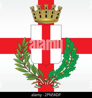 Milan, ville italienne, armoiries officielles aux couleurs du drapeau de la ville, région Lombardie, Italie, illustration vectorielle Illustration de Vecteur