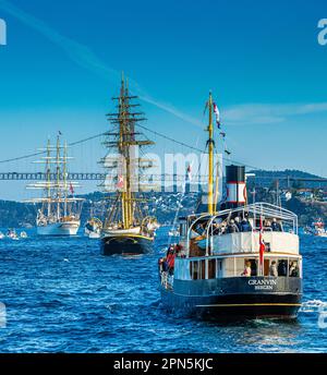 Le Statsraad Lehmkuhl rentre à Bergen après 20 mois en mer dans le monde entier. Banque D'Images