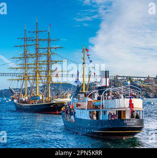 Le Statsraad Lehmkuhl rentre à Bergen après 20 mois en mer dans le monde entier. Banque D'Images