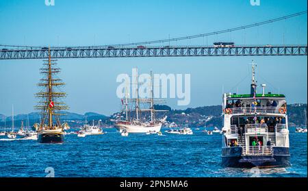 Le Statsraad Lehmkuhl rentre à Bergen après 20 mois en mer dans le monde entier. Banque D'Images