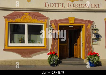 Oberammergau, Hôtel, ville bavaroise de jeux de passion, haute-Bavière, Allemagne Banque D'Images