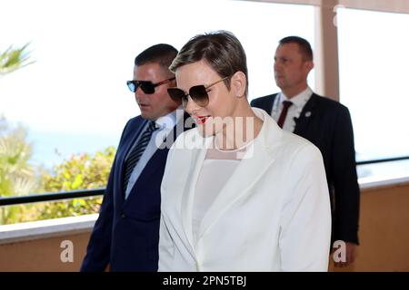 MONACO, Monte Carlo, 16.04.2023: Princesse Charlene de Monaco, participe à la finale du tournoi de tennis Open Rolex Master 1000 de Monte Carlo sur 16 avril 2023., image et copyright Thierry CARPICO / ATP images (CARPICO Thierry / ATP / SPP) Banque D'Images