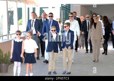 Monaco, Monaco. 17th avril 2023. MONACO, Monte Carlo, 16.04.2023: Princesse Charlene de Monaco, participe à la finale du tournoi de tennis Open Rolex Master 1000 de Monte Carlo avec les enfants sur 16 avril 2023., image et copyright Thierry CARPICO/ATP images (CARPICO Thierry/ATP/SPP) crédit: SPP Sport presse photo. /Alamy Live News Banque D'Images