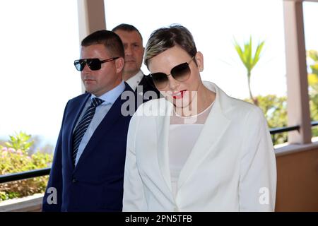 Monaco, Monaco. 17th avril 2023. MONACO, Monte Carlo, 16.04.2023: Princesse Charlene de Monaco, participe à la finale du tournoi de tennis Open Rolex Master 1000 de Monte Carlo sur 16 avril 2023., image et copyright Thierry CARPICO/ATP images (CARPICO Thierry/ATP/SPP) crédit: SPP Sport Press photo. /Alamy Live News Banque D'Images