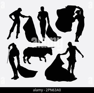 Silhouettes sport matador. Bonne utilisation pour symbole, logo, icône web, mascotte, ou tout design que vous voulez. Facile à utiliser. Illustration de Vecteur