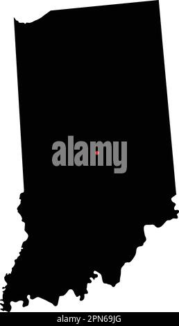 Carte très détaillée de l'Indiana Silhouette. Illustration de Vecteur
