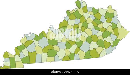 Carte politique modifiable très détaillée avec des couches séparées. Kentucky. Illustration de Vecteur