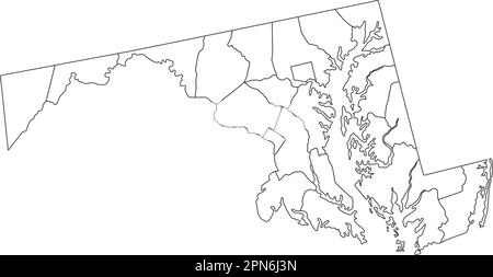 Carte détaillée des aveugles du Maryland. Illustration de Vecteur