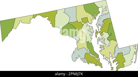 Carte politique modifiable très détaillée avec des couches séparées. Maryland Illustration de Vecteur