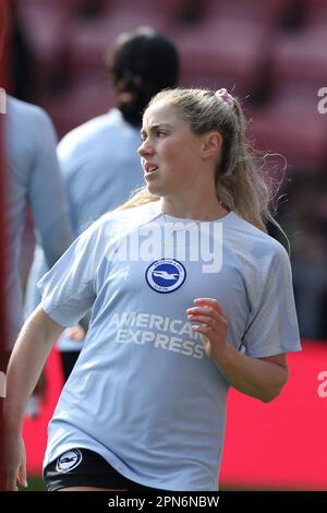 Leigh, Royaume-Uni. 15th avril 2023. En action pendant la demi-finale de Womens FFACUP entre Manchester United et BrighttonHA au Leigh Sports Village Park à Leigh, en Angleterre. (MHodsman/SPP) crédit: SPP Sport presse photo. /Alamy Live News Banque D'Images