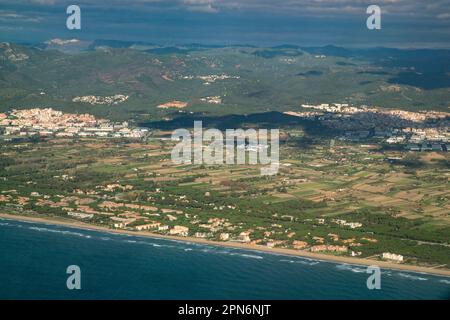 Antenne de la côte de Barcelone en automne, Espagne Banque D'Images