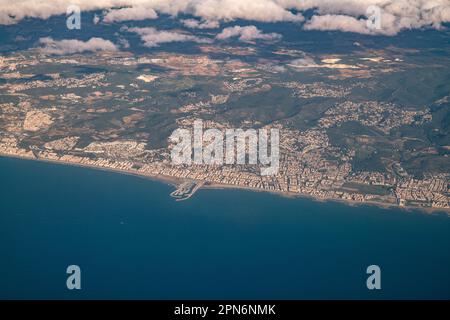 Antenne de la côte de Barcelone en automne, Espagne Banque D'Images