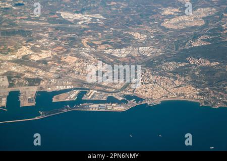 Antenne de la côte de Barcelone en automne, Espagne Banque D'Images