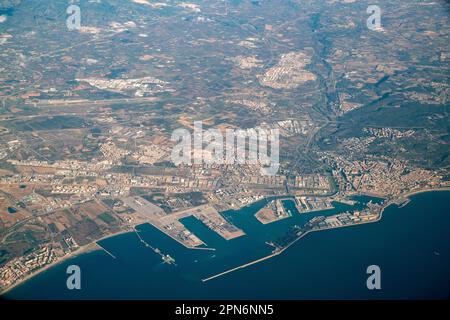 Antenne de la côte de Barcelone en automne, Espagne Banque D'Images