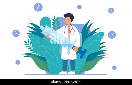 Un médecin tient une seringue Illustration de Vecteur