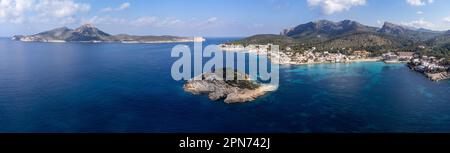 Es Pantaleu et Dragonera île, Sant Elm, andratx côte, Majorque, Iles Baléares, Espagne Banque D'Images