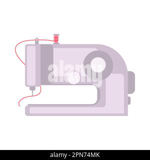 Machine à coudre blanche avec illustration de vecteur de filetage. Illustration de Vecteur