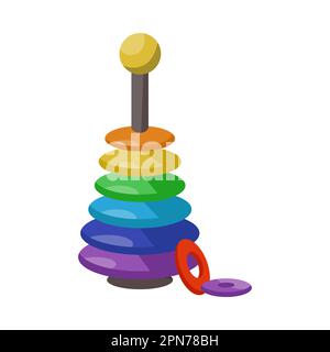 Anneaux empilables colorés pour illustrations vectorielles pour enfants Illustration de Vecteur