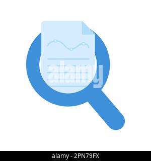 Analyse de la revue d'audit ou du vecteur de document d'affaires icône plate, concept d'évaluation ou d'évaluation rapport de vente recherche, vérification ou Illustration de Vecteur