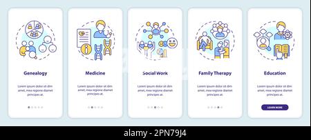 Écran de l'application mobile d'intégration de l'utilisation de Genogrammes Illustration de Vecteur