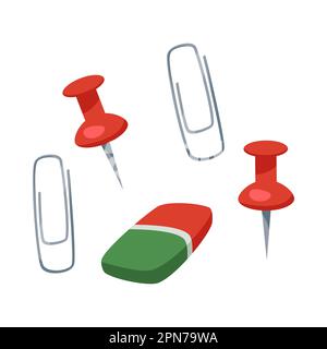 Illustrations vectorielles : épingles, trombones et gomme Illustration de Vecteur