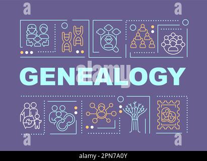 Bannière violette des concepts de mot généalogique Illustration de Vecteur