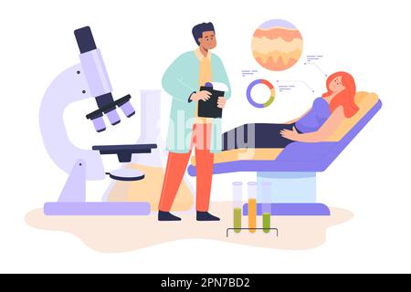 Dermatologue examinant une patiente présentant un problème de peau Illustration de Vecteur