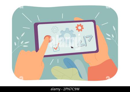 Appuyez sur la touche rouge de l'écran du téléphone Illustration de Vecteur