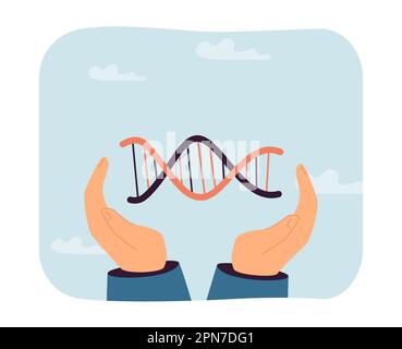 Mains tenant l'hélice d'ADN Illustration de Vecteur