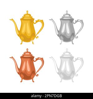 Ensemble de cafetières en métal d'époque arabe Illustration de Vecteur