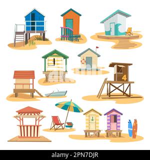 Différents jeux d'illustrations vectorielles de maisons de plage Illustration de Vecteur