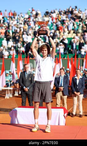 Monaco, Monaco. 16th avril 2023. Trophée pour finaliste, Andrey Rublev, Open Rolex Master 1000 Monte Carlo 16 avril 2023. (CARPICO Thierry/ATP/SPP) crédit: SPP Sport Press photo. /Alamy Live News Banque D'Images