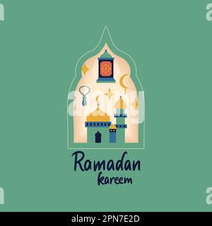 Carte postale des fêtes de Ramadan Illustration de Vecteur