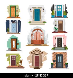 Jeu d'illustrations vectorielles plates de différents porches Illustration de Vecteur