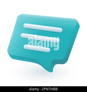 Bulle vocale verte avec icône texte 3D Illustration de Vecteur