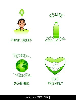 Ecologie croquis symboliques dessinés à la main avec des textes Illustration de Vecteur