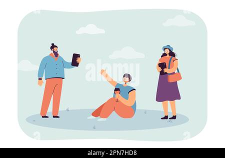 Groupe d'amis se réunissant pour la fête Illustration de Vecteur
