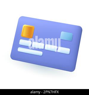Icône de carte de crédit ou de débit bleue 3D Illustration de Vecteur