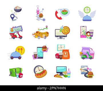Kit d'illustrations vectorielles Express Food Delivery Elements Illustration de Vecteur