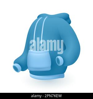 Sweat à capuche avec poche avant et capuche avec cordon 3D Icon Illustration de Vecteur