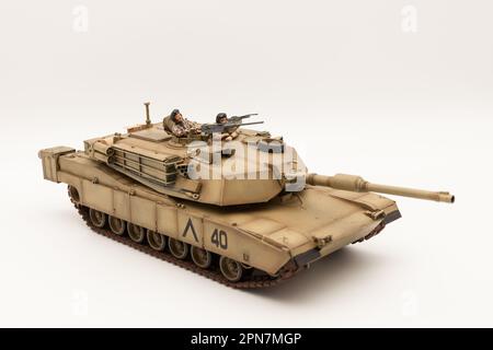 American M1A1 Abrams 120mm canon main bataille tank 1 35 Scale Model Banque D'Images