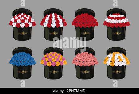 Bouquet de roses dans coffret noir Illustration de Vecteur