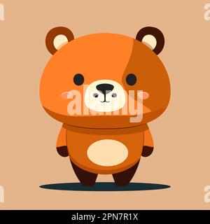 Logo ours. Caricature triste ours isolé. Image d'un ours de style plat. Illustration vectorielle Illustration de Vecteur