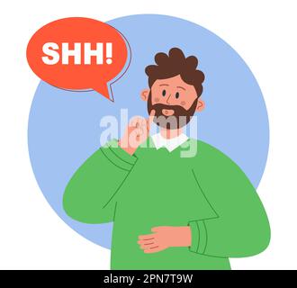 Homme d'affaires de dessin animé demandant le silence Illustration de Vecteur