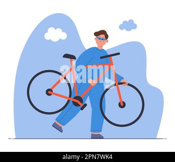 Illustration d'un voleur de vélo volé à vecteur plat Illustration de Vecteur