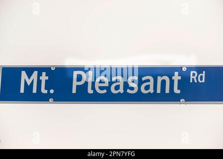 Le panneau de la rue Mount Pleasant Road. Banque D'Images