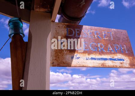 Service télégraphique historique au Pipe Spring National Monument, Arizona, Banque D'Images