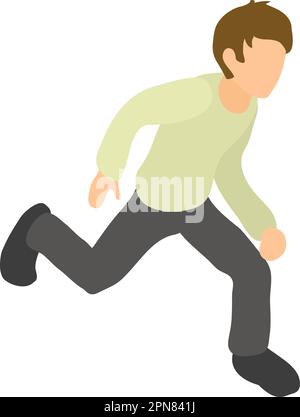 Exécution du vecteur isométrique de l'icône man. Vêtements de course à pied pour hommes en tenue décontractée. Guy, humain, personne Illustration de Vecteur