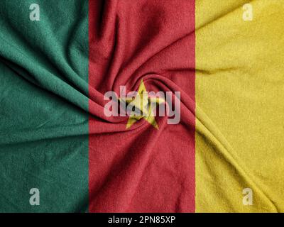 Drapeau du tissu du Cameroun, drapeau national du Cameroun Banque D'Images